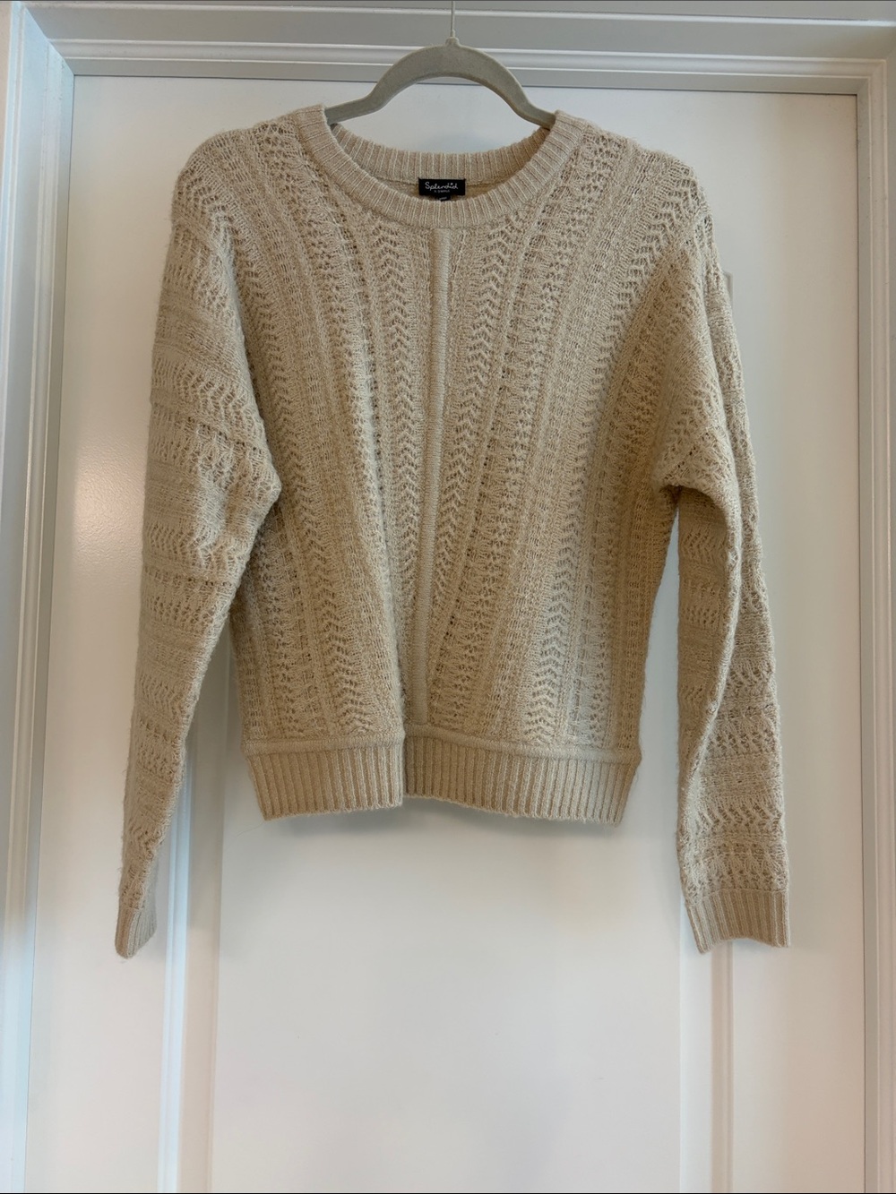 Splendid Cream Cable Stitch Crewneck Sweater